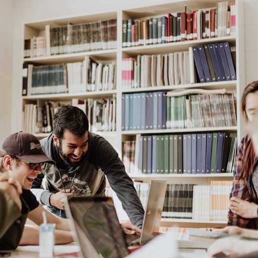 Students working together in the library